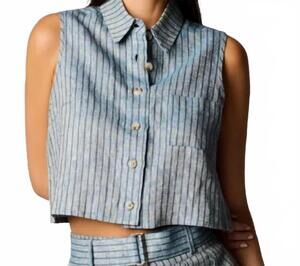 NEW HEVRON katja top in navy stripe